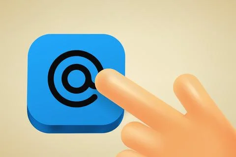 Hand pressing button with email sign. 3d vector illustration Stock Illustration