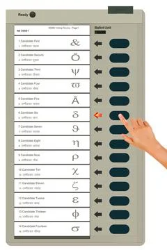 Hand pressing Button of an EVM Machine Stock Illustration