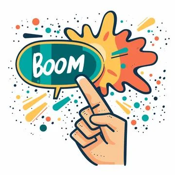 Hand pressing button explosion concept comic style bang burst action dynamite Stock Illustration