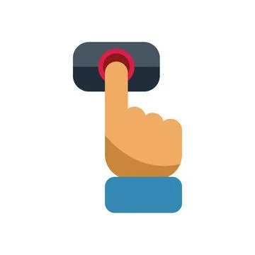 Hand pressing a button with a finger pointing at it Stockillustratie