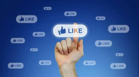 Hand pressing Like button Stock Footage 9006615