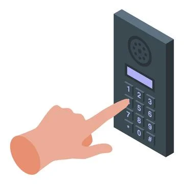 Hand pressing button on intercom keypad, entering security code Stock Illustration