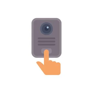 Hand pressing button on intercom system with camera Stock Illustration