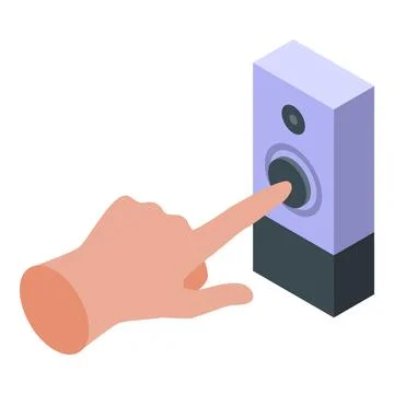 Hand pressing button on intercom system with camera Stock Illustration