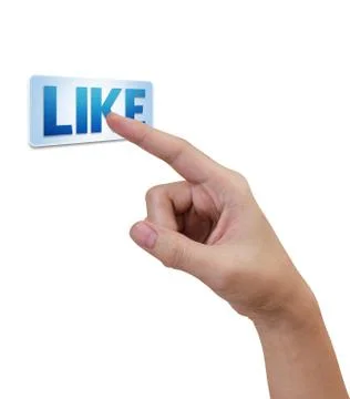 Hand pressing like button isolated Foto stock