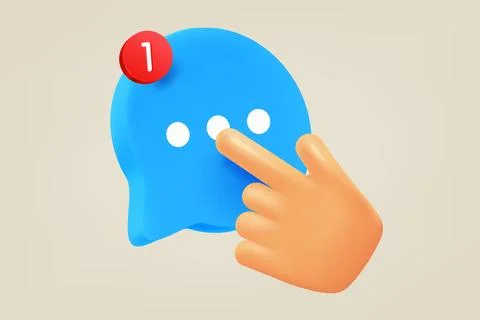 Hand pressing button with new message. 3d vector illustration Stock Illustration