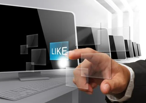 Hand pressing like button Foto stock