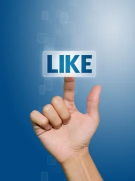 Hand pressing like button 스톡 사진