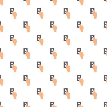 Hand pressing button seamless repeating pattern background Stock Illustration