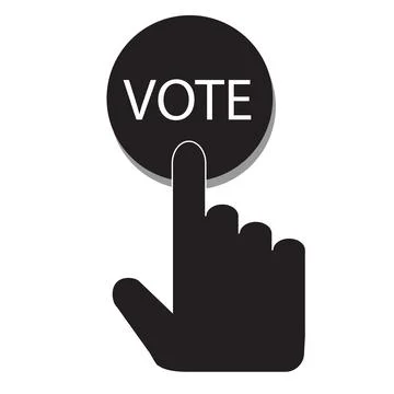 Hand pressing a button with the text VOTE icon on white background. Stock Illustration