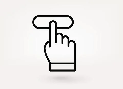 Hand pressing button. Vector linear icon Stock-Illustration