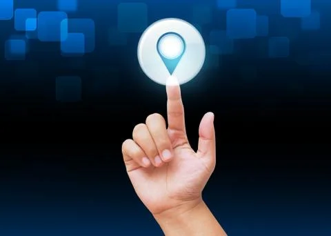 Hand pressing buttons with technology background  Stock Photos