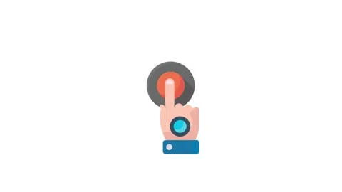 A hand pressing a colorful button adorned with vibrant circles, emphasizing.. Stock Footage 332199137