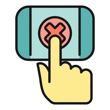 Hand pressing cross button on mobile screen イラスト素材