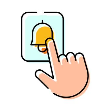 Hand pressing digital bell notification button Stock Illustration