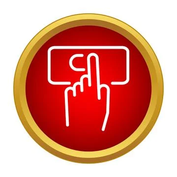 Hand pressing digital button entering data icon Stock Illustration