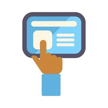 Hand pressing digital touchscreen interface button Stock Illustration