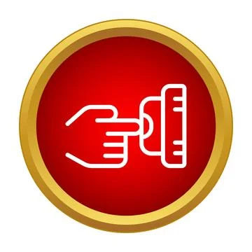 Hand pressing doorbell button for notification or assistance Stock Illustration