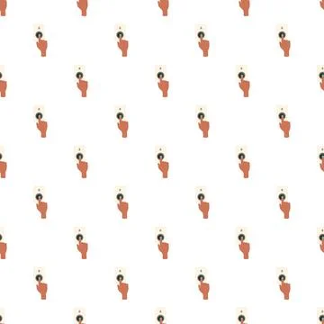 Hand pressing doorbell icon pattern seamless background Stockillustratie