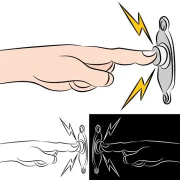 Hand pressing doorbell Stock Illustration