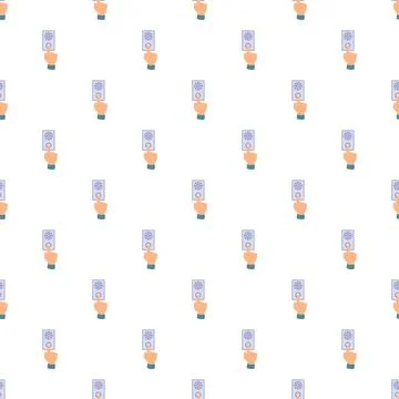 Hand pressing doorbell seamless pattern delivering home arrival concept Stock Illustration