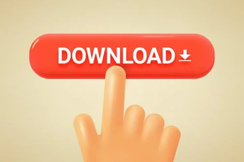 Hand pressing download button. 3d vector illustration 스톡 일러스트