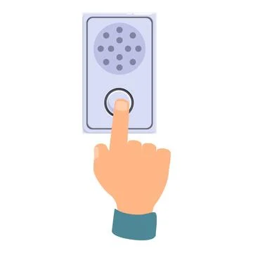 Hand pressing elevator button going up in building Stock Illustration