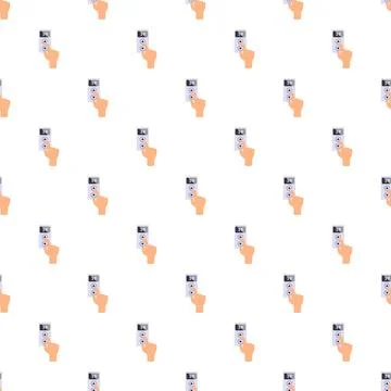 Hand pressing elevator call button seamless pattern Stockillustratie