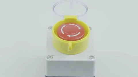 Hand Pressing Emergency Button on White Background With Sound Stock Footage 300884497