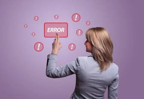 Hand pressing ERROR button Stock Photos