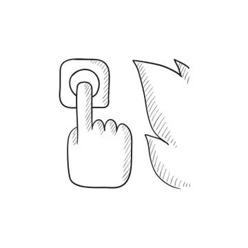 Hand pressing fire alarm button sketch icon Stock Illustration