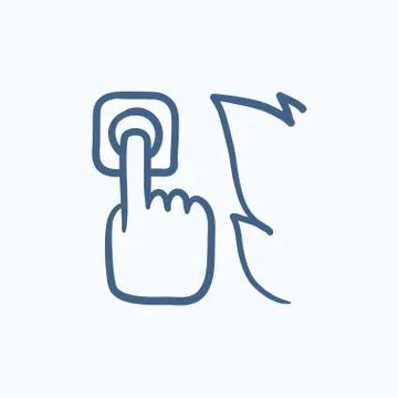 Hand pressing fire alarm button sketch icon Stock Illustration