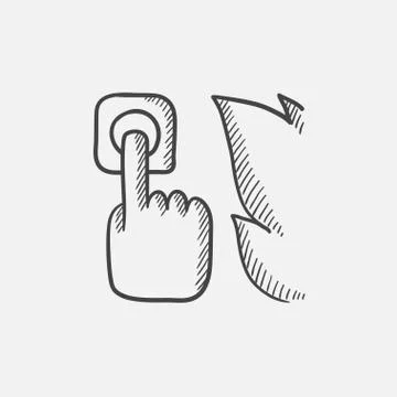 Hand pressing fire alarm button sketch icon Stock Illustration