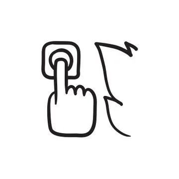 Hand pressing fire alarm button sketch icon Stock Illustration