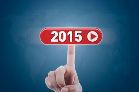 Hand pressing a future button Stock Photos