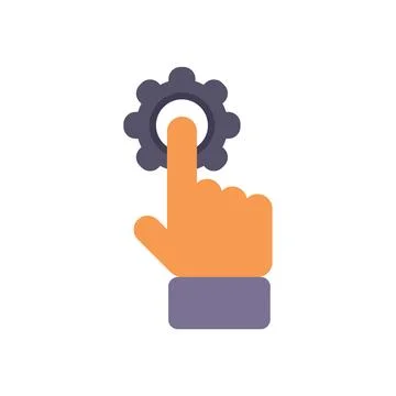Hand pressing gear button activating process Stock Illustration