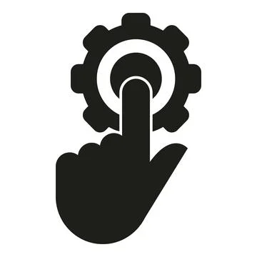 Hand pressing gear settings icon button Stock Illustration