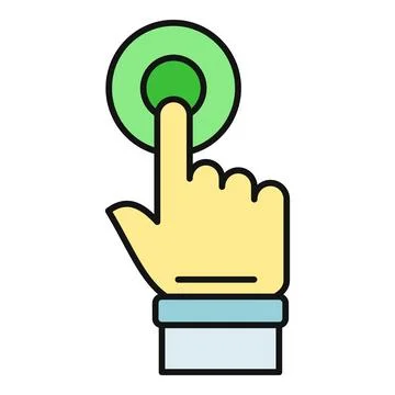 Hand pressing green interface button action icon Stock Illustration