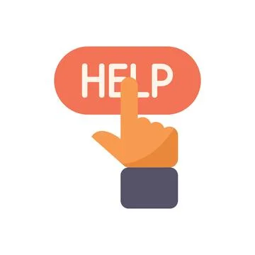Hand pressing help button for assistance and support Stock Illustration