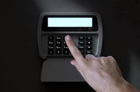 Hand Pressing Home Security System Stock Illustration