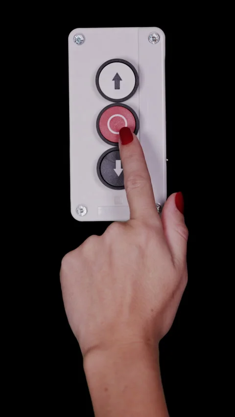 Hand pressing an industrial up and down button Stock Footage 319861742
