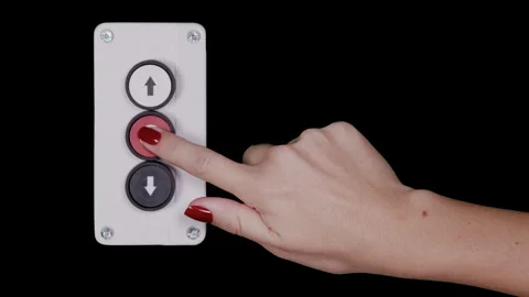 Hand pressing an industrial up and down button Stock Footage 319861758