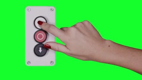 Hand pressing an industrial up and down button Stock Footage 319862248