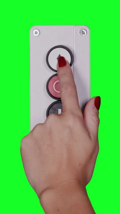 Hand pressing an industrial up and down button vertical Stock Footage 319862270