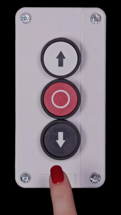 Hand pressing an industrial up and down button Stock Footage 319862886