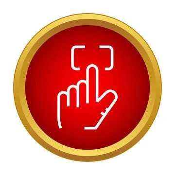 Hand pressing interface button on red circle icon Illustrazione stock