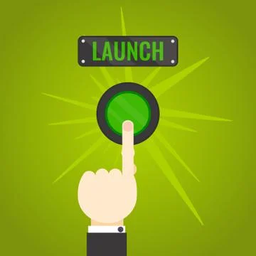Hand pressing launch button Stock Illustration