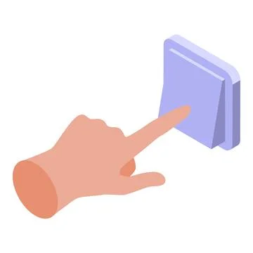 Hand pressing light switch button, isometric view Stock Illustration