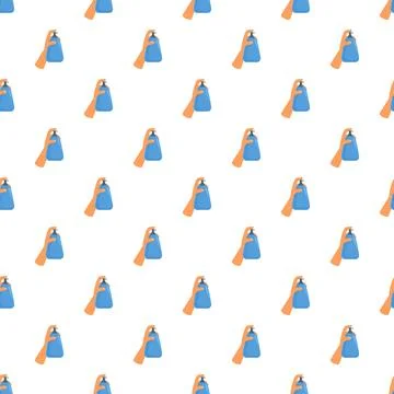 Hand pressing liquid pump bottle seamless pattern Stock Illustration