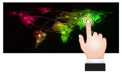 Hand pressing a map point Hand pressing a map point button on a touch scre... Stock Photos